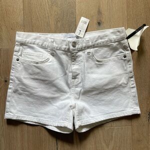 Current/Elliott Women's White Denim Boyfriend Shorts